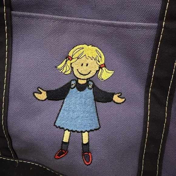 Vintage LL Bean Boat And Tote Purple Canvas SAM Embroidered School Travel 17x12 - Picture 4 of 13